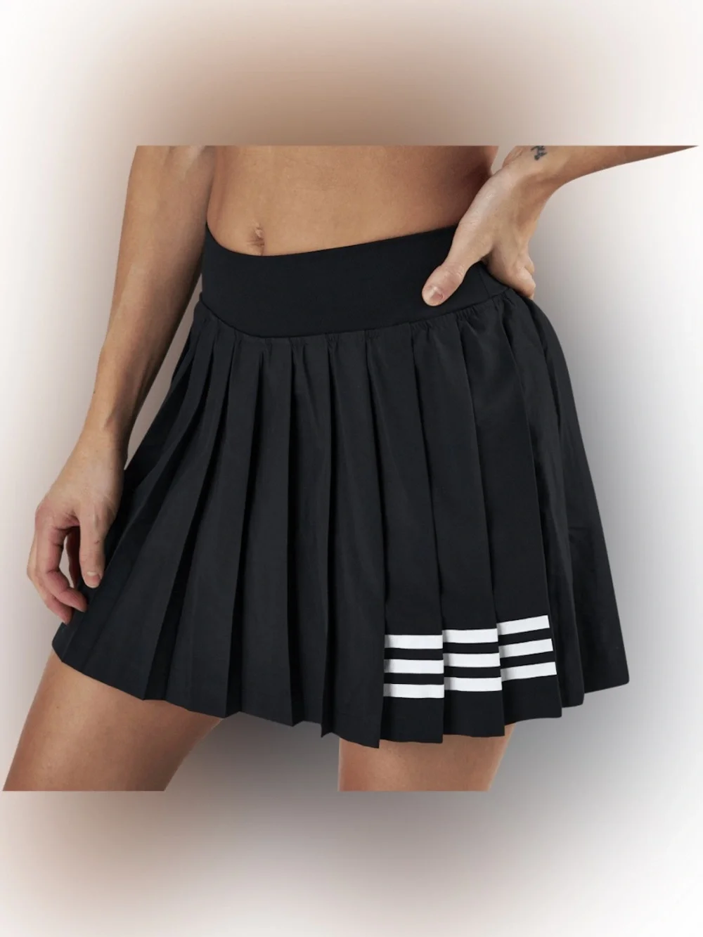 Adidas Club Pleated Skirt Skort Womens XS Black Tennis Athletic PrimeGreen NWT